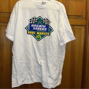NASCAR Vintage Single Stitch Dave Marcis Nascar Tee 100% Cotton White XL